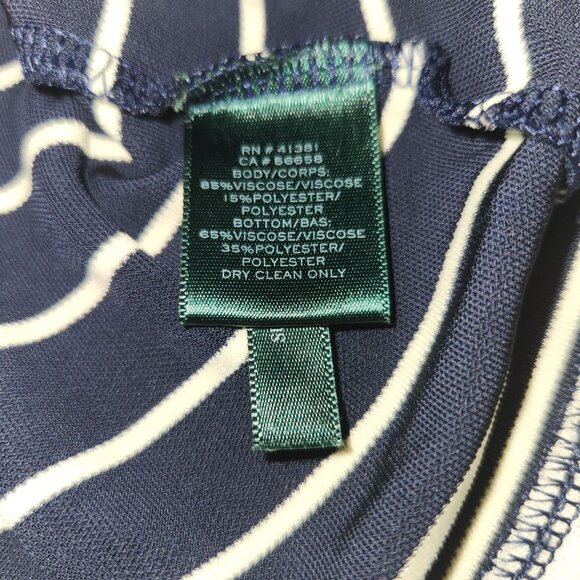 Lauren Ralph Lauren Striped Navy & White Tunic Top Long Sleeve Womens 1X 2545 - Picture 4 of 7